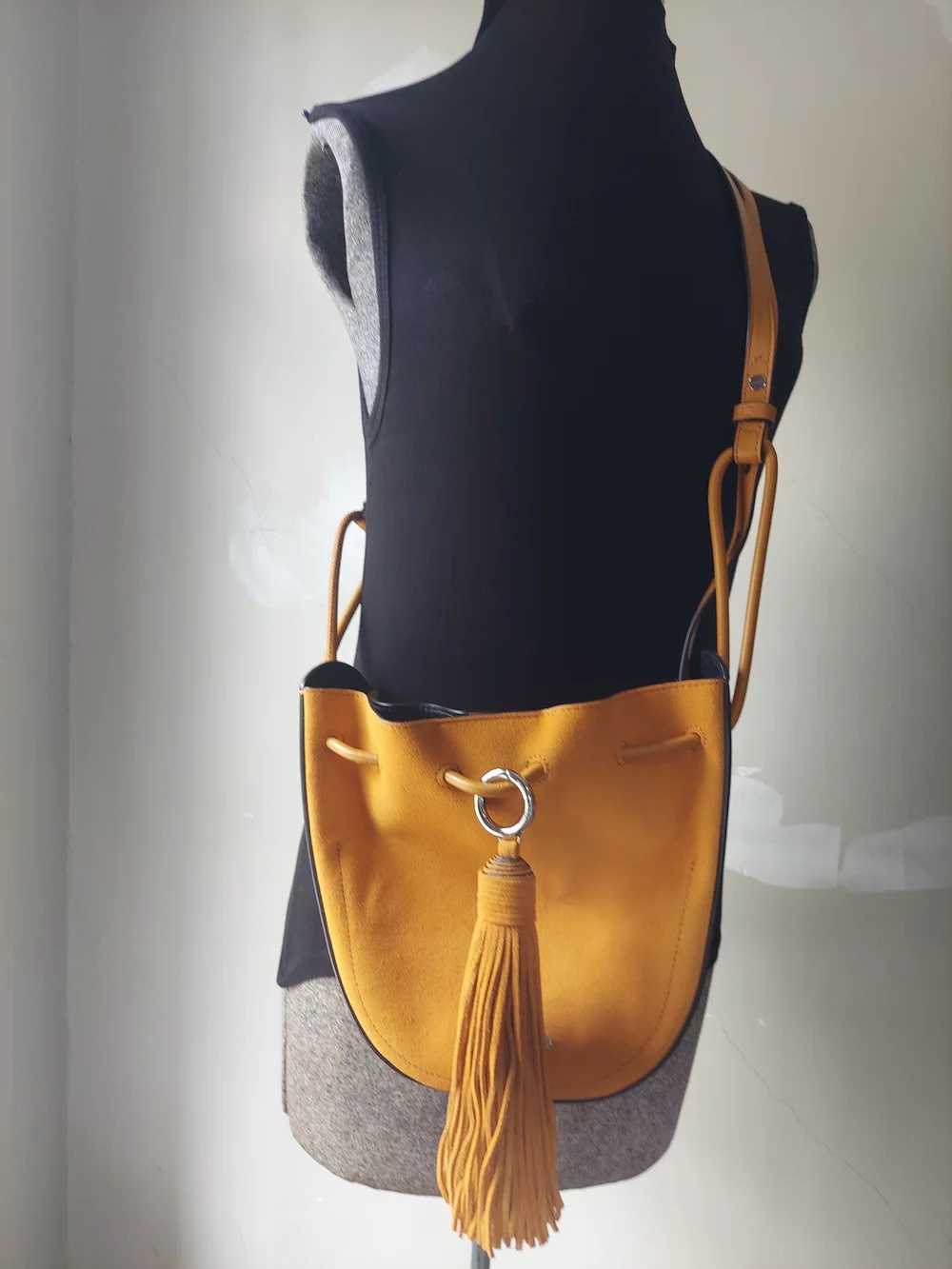Rebecca Minkoff Mustard Yellow Tassel Crossbody Bag Boho